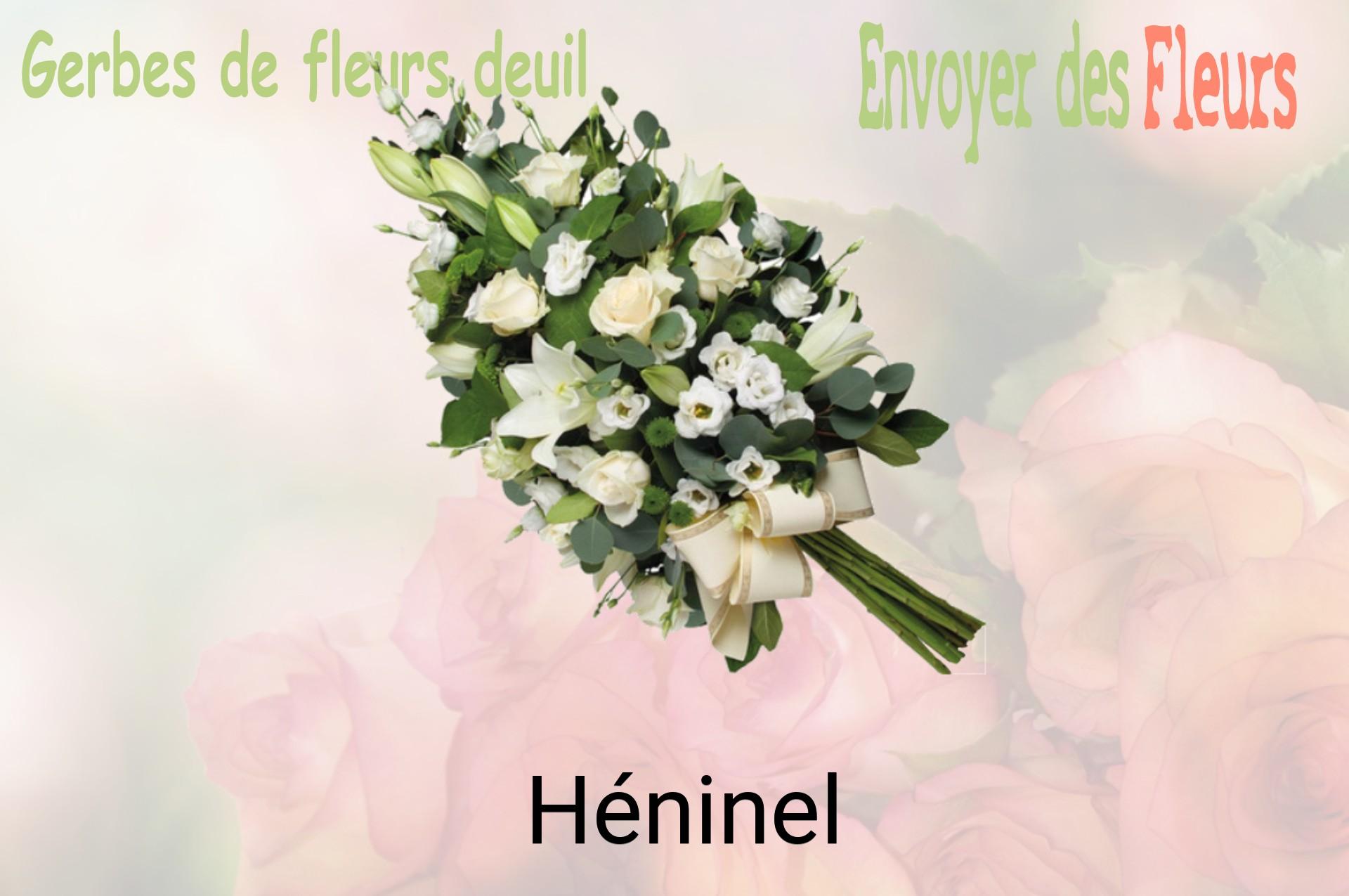 Gerbe de fleurs de deuil livrée à Héninel